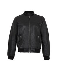 Topman Leather Bomber Jacket Small