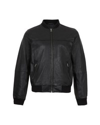 Topman Leather Bomber Jacket X Small