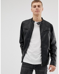 French Connection Two Pocket Faux Leather Biker Jacket
