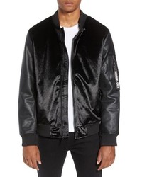 Members Only Velvet Bomber Jacket With Faux Leather Sleeves