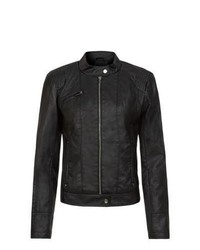 Vero Moda New Look Black Leather Look Biker Jacket