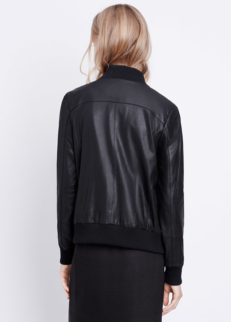 Vince Feather Leather Bomber Jacket, $895 | Vince | Lookastic