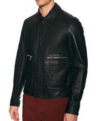 Vince Leather Bomber Jacket
