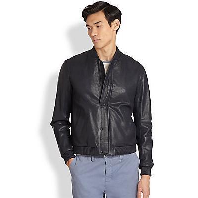 Vince leather hotsell bomber jacket