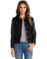Viparo Anika Denim Leather Sleeve Jacket
