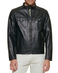 Levi's Water Resistant Faux Leather Racer Jacket In Black At Nordstrom
