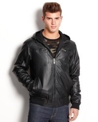 Whispering Smith Brave Soul Jacket Hooded Faux Leather Bomber