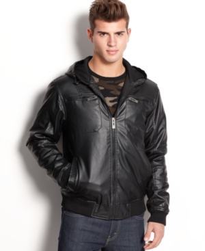 Whispering Smith Brave Soul Jacket Hooded Faux Leather Bomber, $55 ...