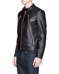 Maison Margiela Zip Front Leather Biker Jacket