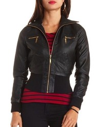 Charlotte Russe Zip Up Faux Leather Bomber Jacket