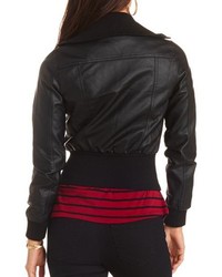 Charlotte Russe Zip Up Faux Leather Bomber Jacket
