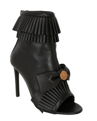 Fausto Puglisi 100mm Ruffled Leather Open Toe Boots