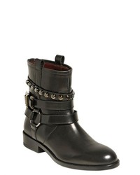 30mm Belted Leather Biker Boots