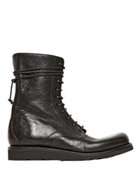 30mm Textured Leather Lace Up Boots