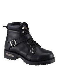 AdTec Black Leather Ykk Zipper Boots