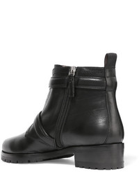 Tabitha Simmons Aggy Buckled Leather Biker Boots Black