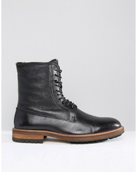Aldo Scibelli Lace Up Boots In Black Leather