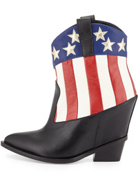 Giuseppe Zanotti American Flag Leather Western Boot Nero