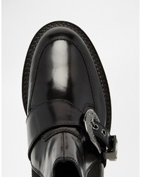 Asos Arkansas Leather Western Buckle Boots