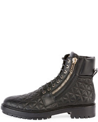 Balmain Army Ranger Quilted Leather Boot Noir