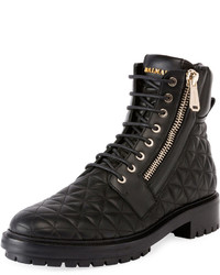 Balmain Army Ranger Quilted Leather Boot Noir
