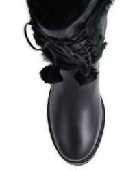 Stuart Weitzman Bearwear Leather Faux Fur Lace Up Boots
