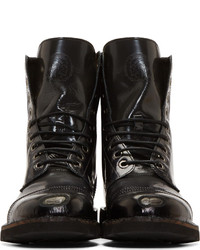 Diesel Black Aged Leather Hardkor Boots