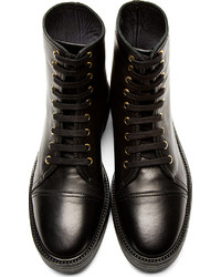 Versus Black Leather Ankle High Boots