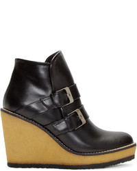 Robert Clergerie Black Leather Avril Wedge Ski Boots