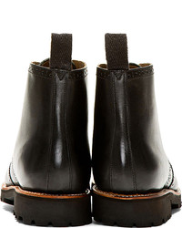 Grenson Black Leather Brogue Ankle Boots