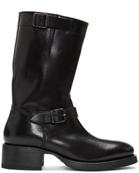 DSQUARED2 Black Leather Buckle Boots