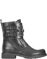 Loriblu Black Leather Combat Boot Wcrystal