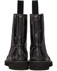 Maison Margiela Black Leather Distressed Boots