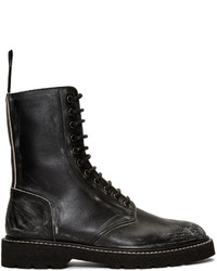Maison Margiela Black Leather Distressed Boots
