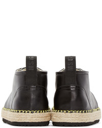 MSGM Black Leather Espadrille Boots