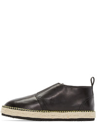 MSGM Black Leather Espadrille Boots