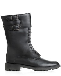 Robert Clergerie Black Leather Estar Combat Boots