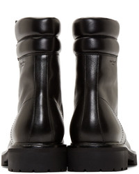 Saint Laurent Black Leather High Combat Boots