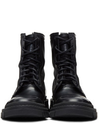 Versace Black Leather Lace Up Boots