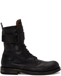 Ann Demeulemeester Black Leather Lace Up Boots
