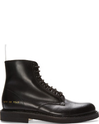 Common Projects Black Leather Lace Up Officers Boots