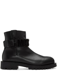 Moschino Black Leather Logo Boots