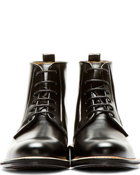Carven Black Leather Minimal Ankle Boots