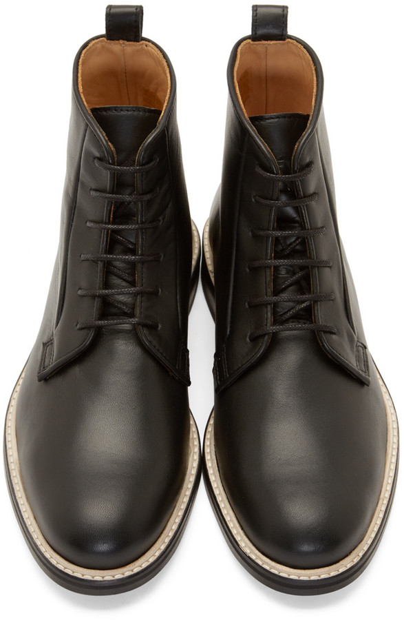 Carven Black Leather Minimal Boots, $520 | SSENSE | Lookastic