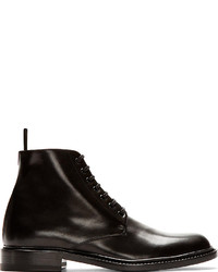 Saint Laurent Black Leather Minimal Combat Boots