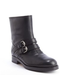 Gucci Black Leather Monk Strap Wool Lined Boots