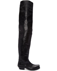 Vetements Black Leather Over The Knee Boots