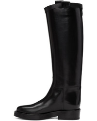 Ann Demeulemeester Black Leather Riding Boots