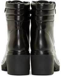 Moncler Black Leather Viviane Combat Boots