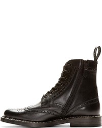 Foot the Coacher Black Leather Wingtip Ankle Boots